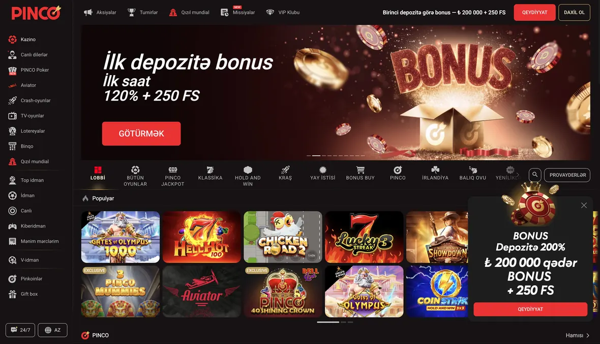 Operatorun slot lobisi bölməsi, 26 Avqust 2026 tarixli ekran şəkli.